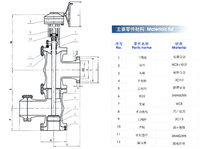 三通式料漿閥產品結構圖 三通式料漿閥產品結構圖